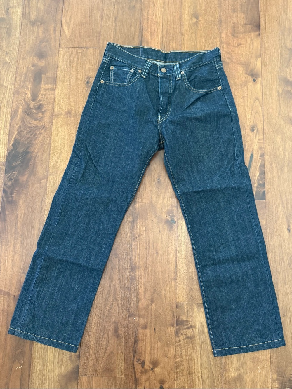 Levi's 501 Original Fit Jeans Clean Rigid Blue Indigo Petite Crop - Picture 2 of 13